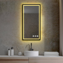 Black led outlet vanity mirror